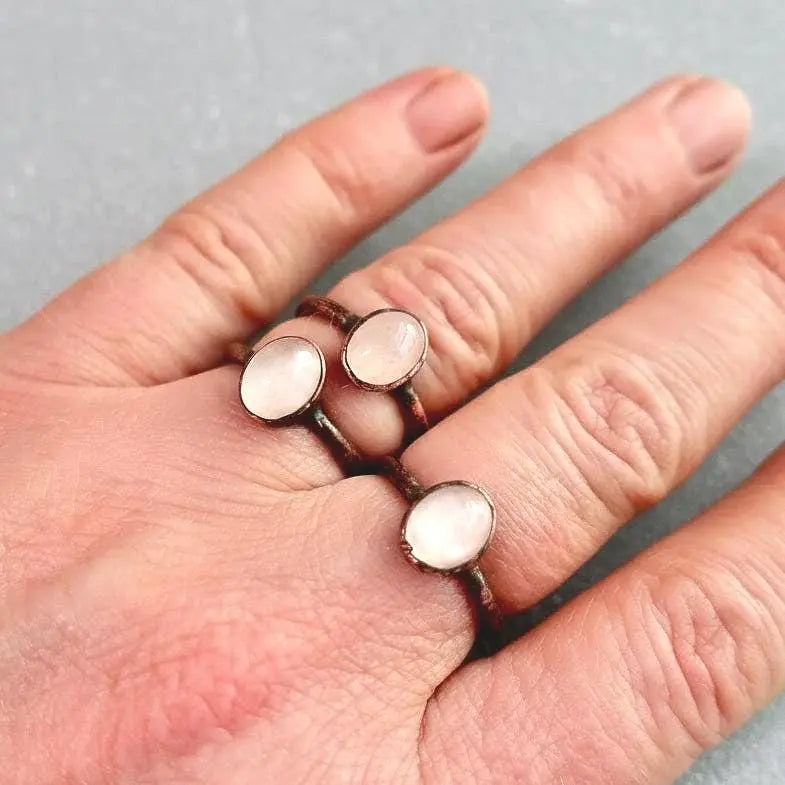 Santa Fe Marketplace Rose Quartz Ring | Electroformed Copper Jewelry Product Image: Rose Quartz Ring | Electroformed Copper Jewelry