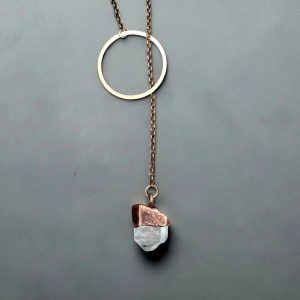 Product Image: Quartz Lariat Necklace Handcrafted Copper Talisman For Clarity Jewelry