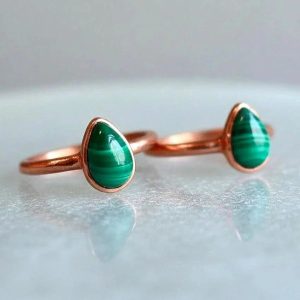 Product Image: Teardrop Malachite Ring | Electroformed Copper | Made to Order