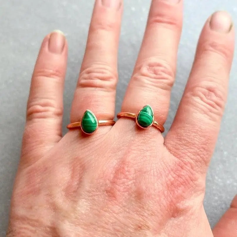 Santa Fe Marketplace Teardrop Malachite Ring | Electroformed Copper | Made to Order Product Image: Teardrop Malachite Ring | Electroformed Copper | Made to Order