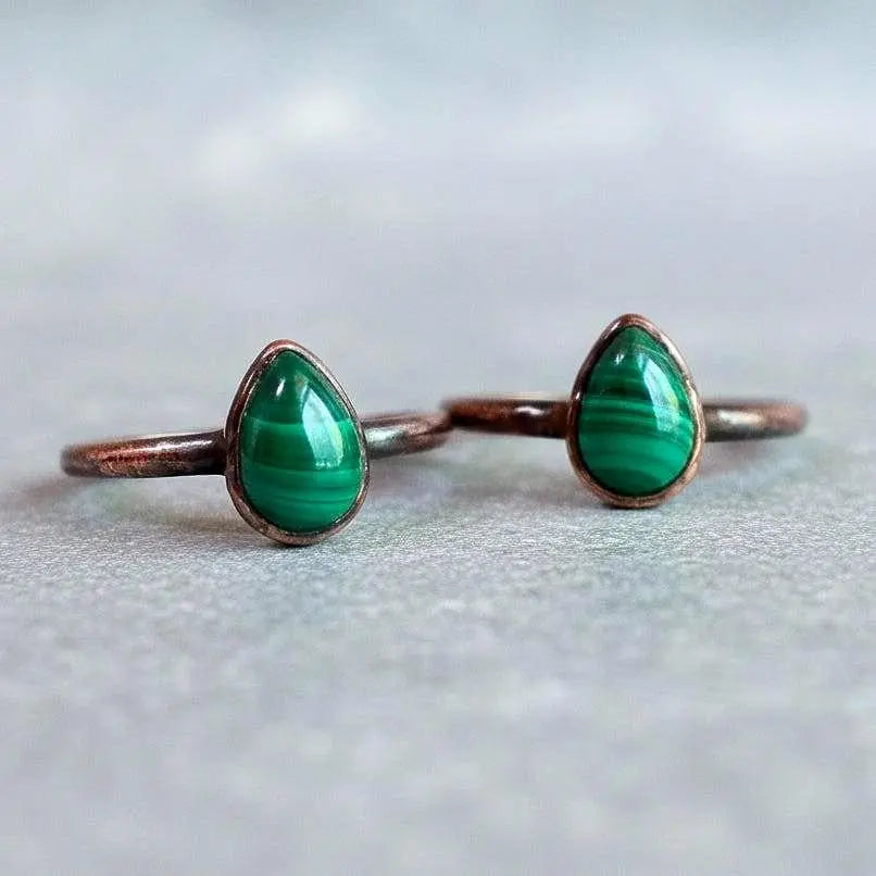 Santa Fe Marketplace Teardrop Malachite Ring | Electroformed Copper | Made to Order Product Image: Teardrop Malachite Ring | Electroformed Copper | Made to Order