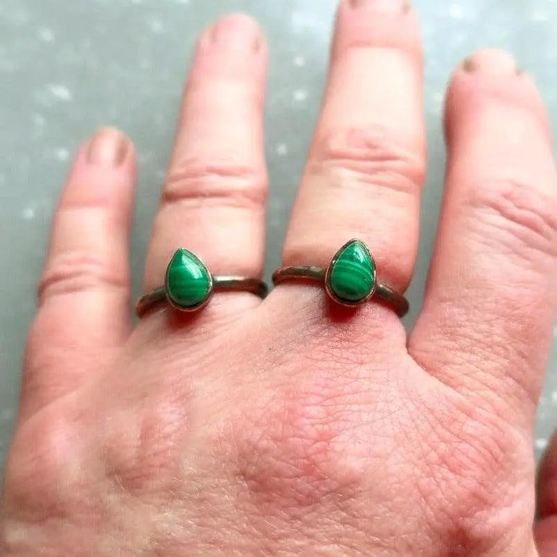 Santa Fe Marketplace Teardrop Malachite Ring | Electroformed Copper | Made to Order Product Image: Teardrop Malachite Ring | Electroformed Copper | Made to Order