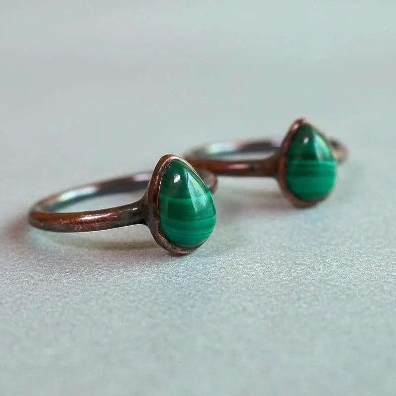 Santa Fe Marketplace Teardrop Malachite Ring | Electroformed Copper | Made to Order Product Image: Teardrop Malachite Ring | Electroformed Copper | Made to Order