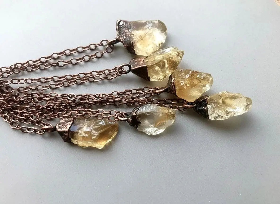 Santa Fe Marketplace Raw Citrine Necklace | Electroformed Copper Jewelry Product Image: Raw Citrine Necklace | Electroformed Copper Jewelry