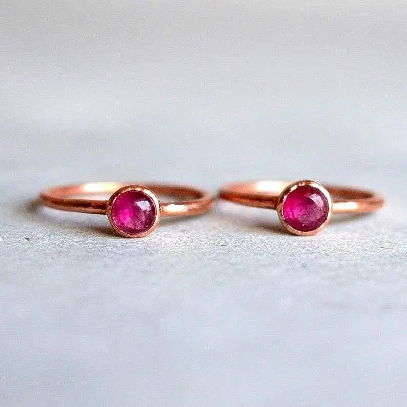Santa Fe Marketplace Stackable Ruby Ring | Electroformed Copper Jewelry Product Image: Stackable Ruby Ring | Electroformed Copper Jewelry