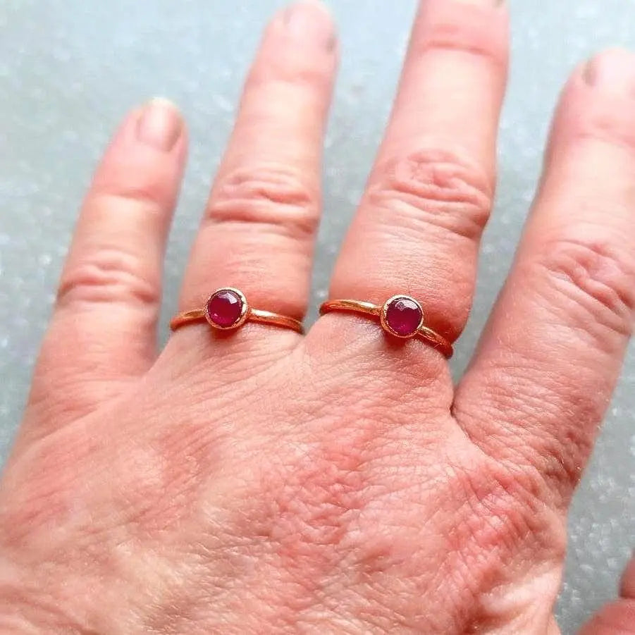 Santa Fe Marketplace Stackable Ruby Ring | Electroformed Copper Jewelry Product Image: Stackable Ruby Ring | Electroformed Copper Jewelry