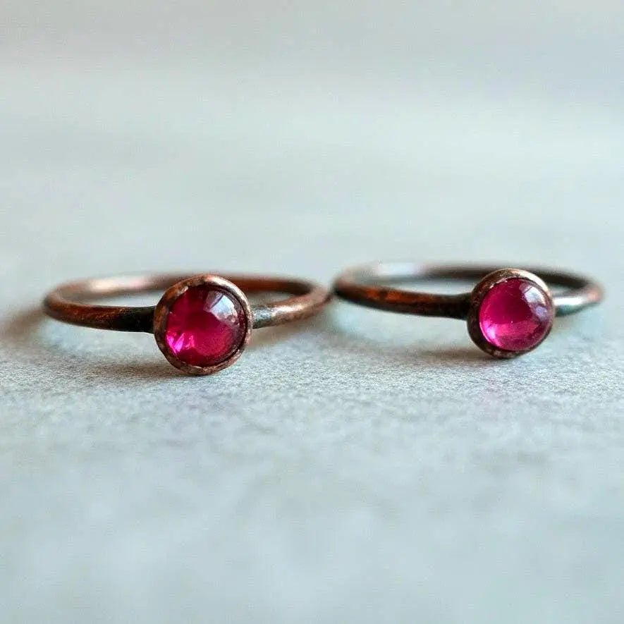 Santa Fe Marketplace Stackable Ruby Ring | Electroformed Copper Jewelry Product Image: Stackable Ruby Ring | Electroformed Copper Jewelry