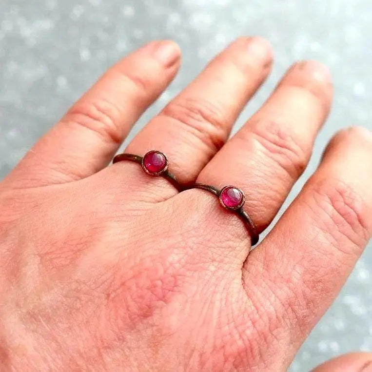 Santa Fe Marketplace Stackable Ruby Ring | Electroformed Copper Jewelry Product Image: Stackable Ruby Ring | Electroformed Copper Jewelry