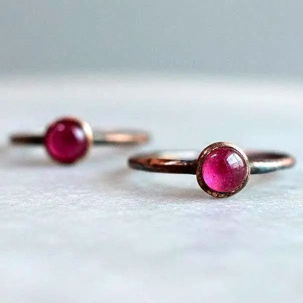 Santa Fe Marketplace Stackable Ruby Ring | Electroformed Copper Jewelry Product Image: Stackable Ruby Ring | Electroformed Copper Jewelry