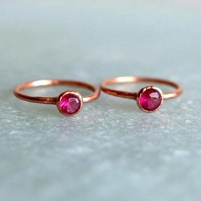 Santa Fe Marketplace Stackable Ruby Ring | Electroformed Copper Jewelry Product Image: Stackable Ruby Ring | Electroformed Copper Jewelry