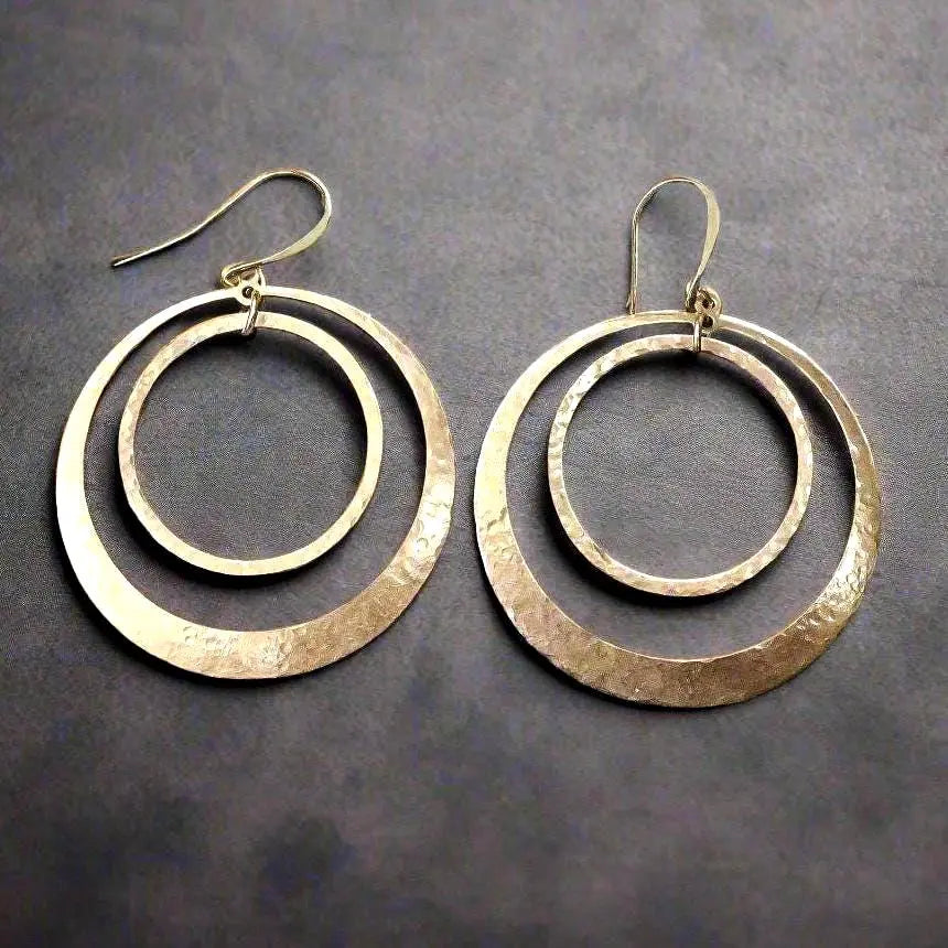 Santa Fe Marketplace Brass Hoop Earrings Handmade Lightweight Statement Jewelry Product Image: Brass Hoop Earrings Handmade Lightweight Statement Jewelry