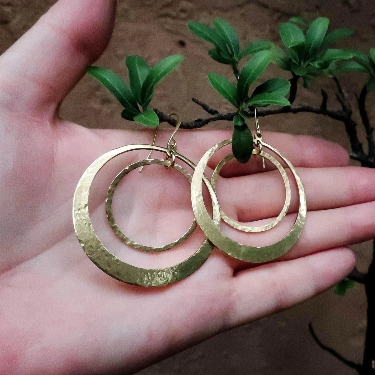 Santa Fe Marketplace Brass Hoop Earrings Handmade Lightweight Statement Jewelry Product Image: Brass Hoop Earrings Handmade Lightweight Statement Jewelry