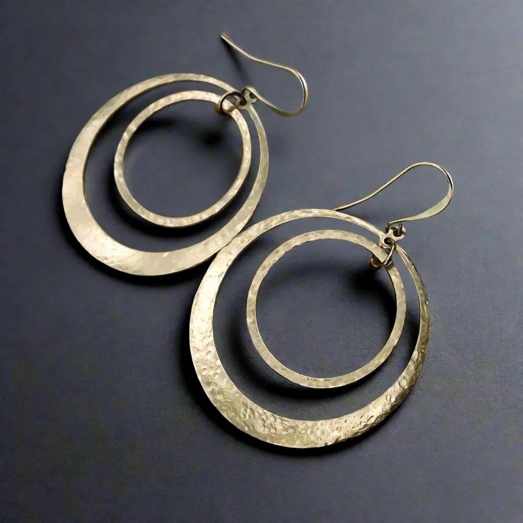 Santa Fe Marketplace Brass Hoop Earrings Handmade Lightweight Statement Jewelry Product Image: Brass Hoop Earrings Handmade Lightweight Statement Jewelry