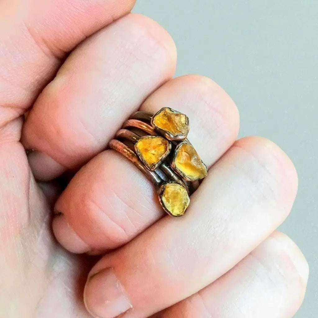 Santa Fe Marketplace Raw Amber Ring | Electroformed Copper Jewelry Product Image: Raw Amber Ring | Electroformed Copper Jewelry
