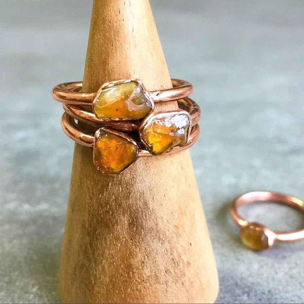 Santa Fe Marketplace Raw Amber Ring | Electroformed Copper Jewelry Product Image: Raw Amber Ring | Electroformed Copper Jewelry