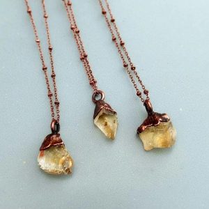 Product Image: Handcrafted Copper Raw Citrine Necklace For Abundant Joyful Focus