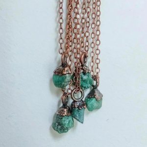 Product Image: Raw Emerald Pendant — Handcrafted Copper Talisman for Renewal