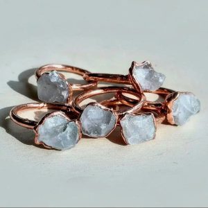 Product Image: Raw Celestite Ring | Electroformed Copper Ring