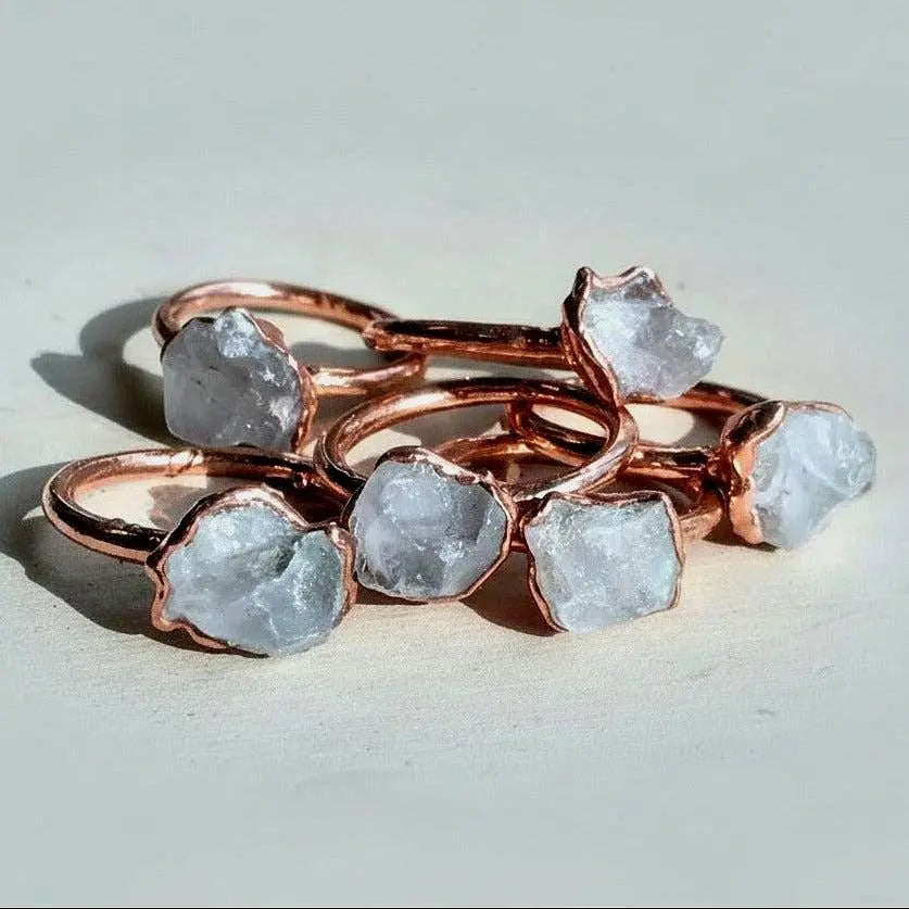 Santa Fe Marketplace Raw Celestite Ring | Electroformed Copper Ring Product Image: Raw Celestite Ring | Electroformed Copper Ring