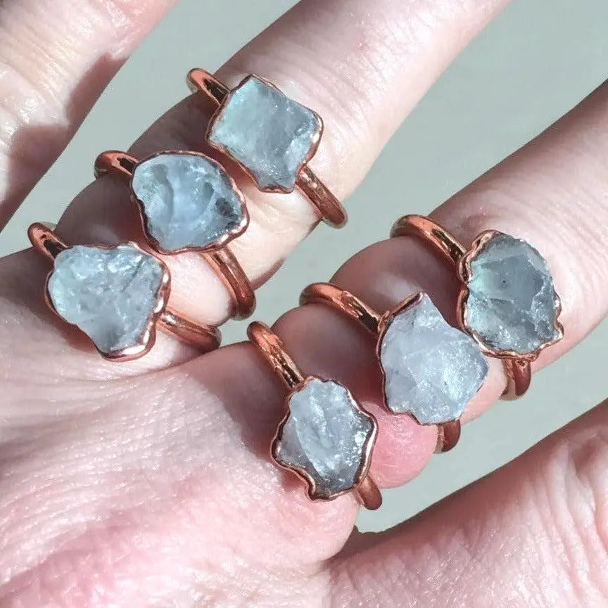 Santa Fe Marketplace Raw Celestite Ring | Electroformed Copper Ring Product Image: Raw Celestite Ring | Electroformed Copper Ring