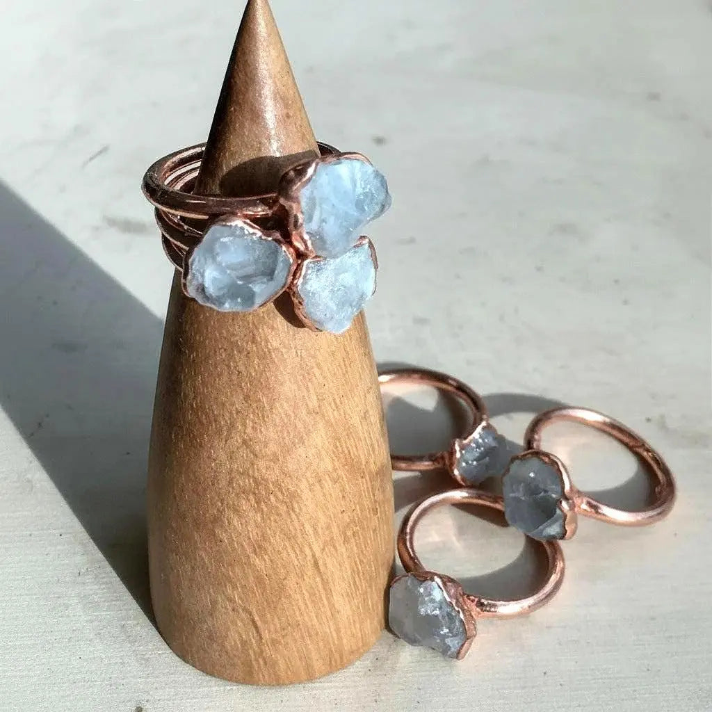 Santa Fe Marketplace Raw Celestite Ring | Electroformed Copper Ring Product Image: Raw Celestite Ring | Electroformed Copper Ring