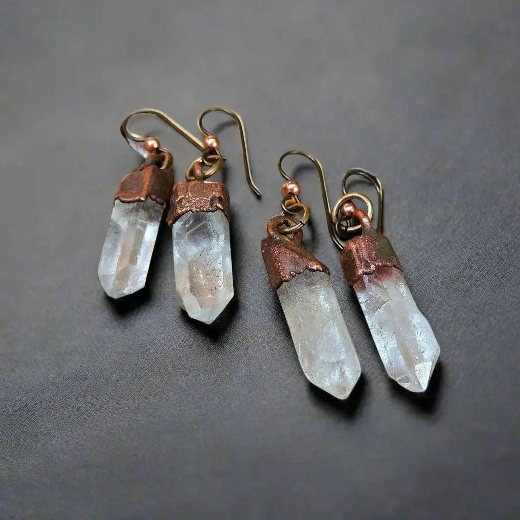 Santa Fe Marketplace Quartz Point Earrings – Handcrafted Copper Talisman for Healing Product Image: Quartz Point Earrings – Handcrafted Copper Talisman for Healing
