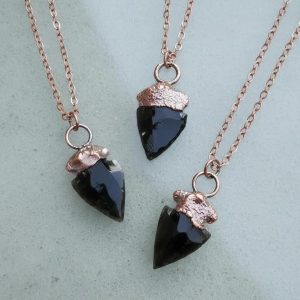 Product Image: Obsidian Arrowhead Necklace | Electroformed Copper Jewelry