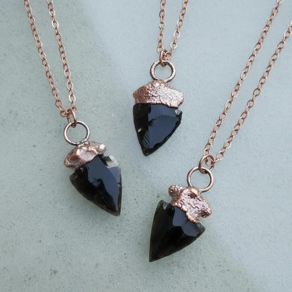 Santa Fe Marketplace Obsidian Arrowhead Necklace | Electroformed Copper Jewelry Product Image: Obsidian Arrowhead Necklace | Electroformed Copper Jewelry