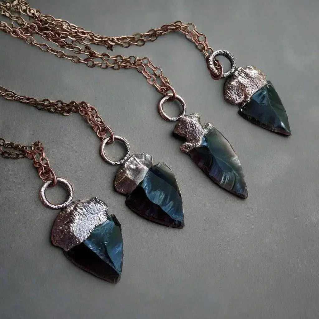 Santa Fe Marketplace Obsidian Arrowhead Necklace | Electroformed Copper Jewelry Product Image: Obsidian Arrowhead Necklace | Electroformed Copper Jewelry