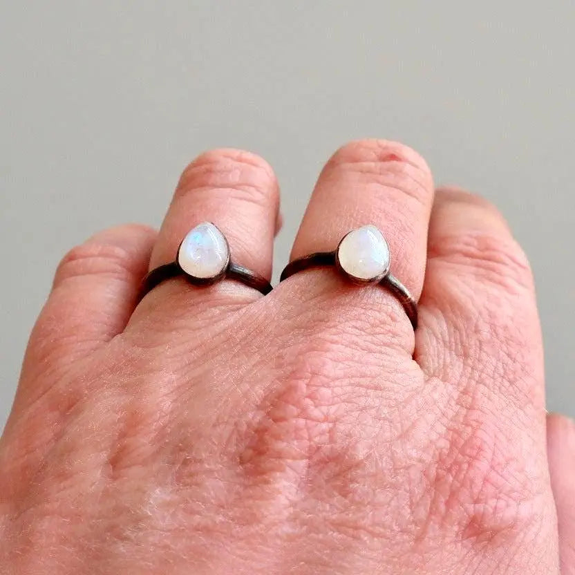 Santa Fe Marketplace Rainbow Moonstone Ring | 9x7mm Teardrop | Electroformed Copper | Made to Order Product Image: Rainbow Moonstone Ring | 9x7mm Teardrop | Electroformed Copper | Made to Order