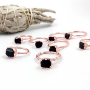 Product Image: Black Tourmaline Ring | Raw Crystal Rod | Electroformed Copper | Made to Order