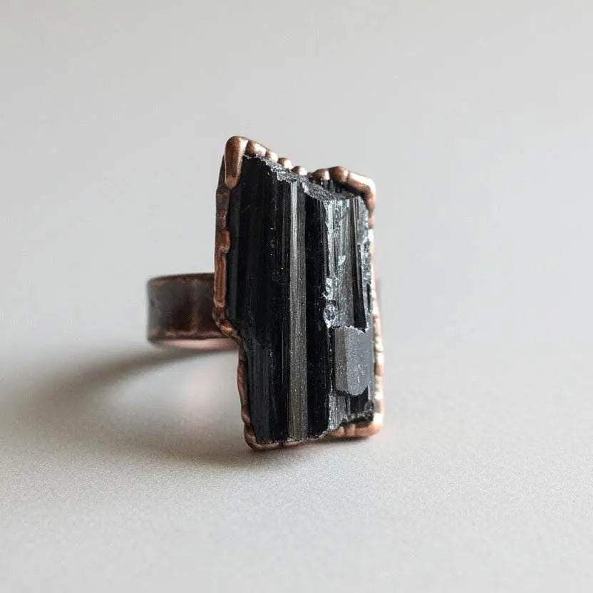 Santa Fe Marketplace Large Black Tourmaline Ring | Raw Crystal | Wide Band Copper | Made to Order Product Image: Large Black Tourmaline Ring | Raw Crystal | Wide Band Copper | Made to Order
