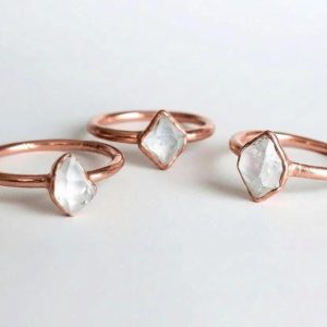 Product Image: Herkimer Diamond Ring | Raw Quartz Crystal | Electroformed Copper