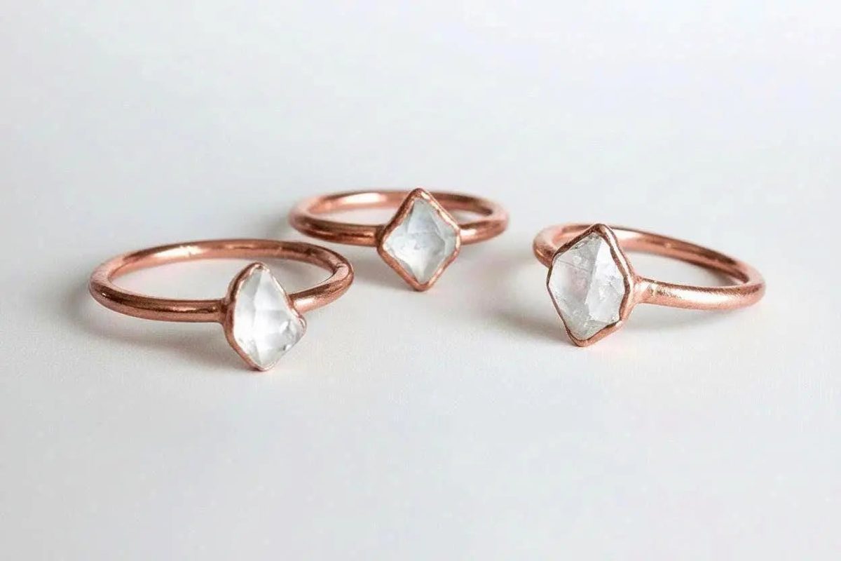 Santa Fe Marketplace Herkimer Diamond Ring | Raw Quartz Crystal | Electroformed Copper Product Image: Herkimer Diamond Ring | Raw Quartz Crystal | Electroformed Copper