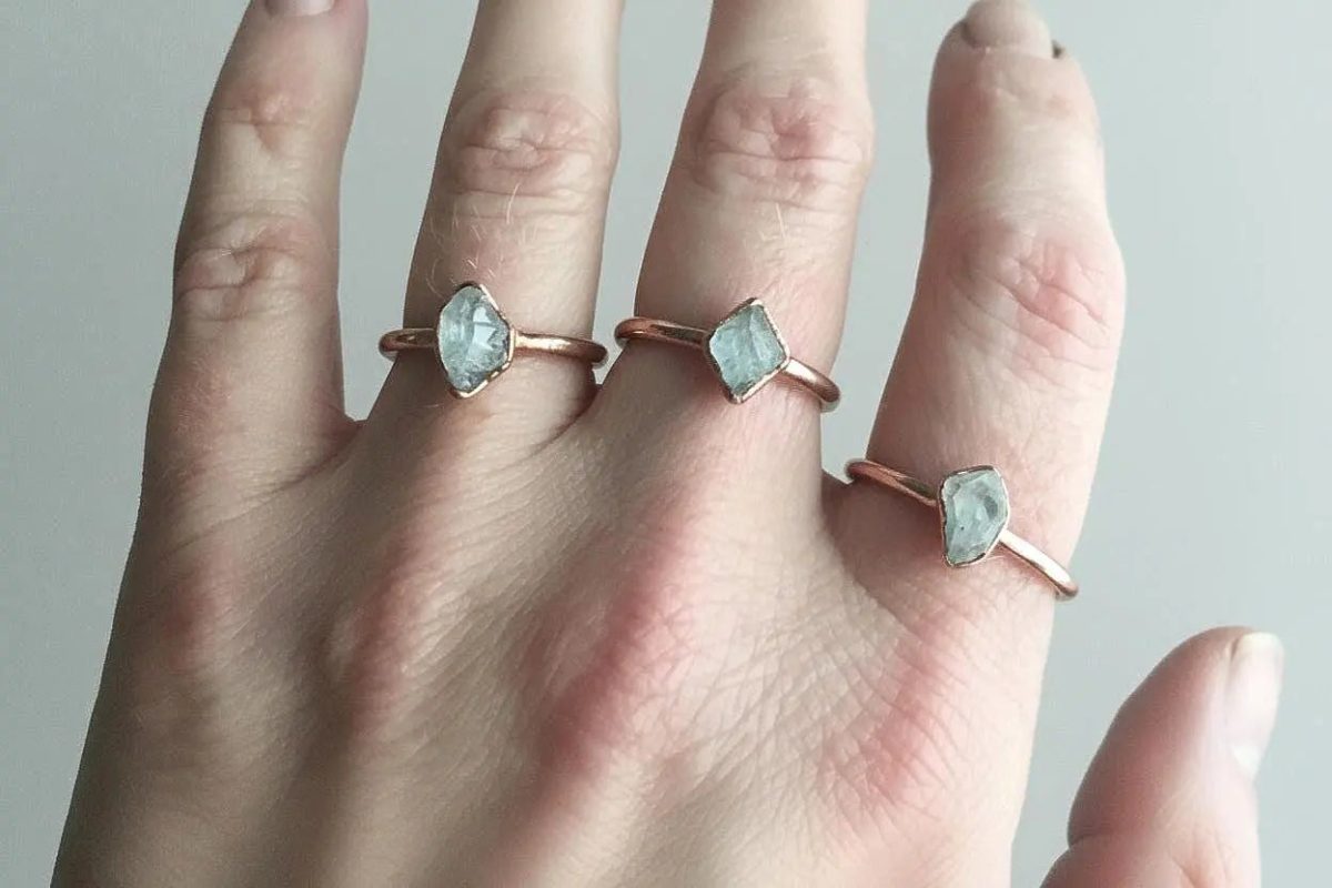 Santa Fe Marketplace Herkimer Diamond Ring | Raw Quartz Crystal | Electroformed Copper Product Image: Herkimer Diamond Ring | Raw Quartz Crystal | Electroformed Copper