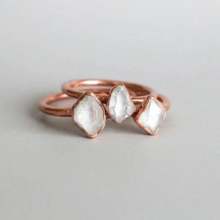Santa Fe Marketplace Herkimer Diamond Ring | Raw Quartz Crystal | Electroformed Copper Product Image: Herkimer Diamond Ring | Raw Quartz Crystal | Electroformed Copper