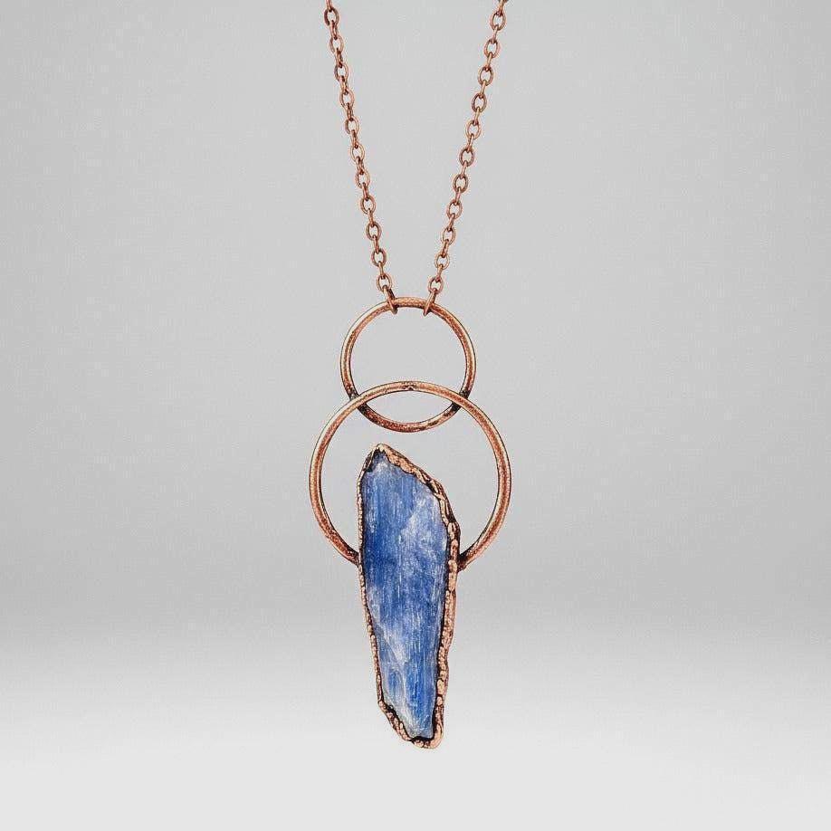 Santa Fe Marketplace Raw Blue Kyanite Necklace | Layered Loop Copper Setting | Handcrafted Product Image: Raw Blue Kyanite Necklace | Layered Loop Copper Setting | Handcrafted