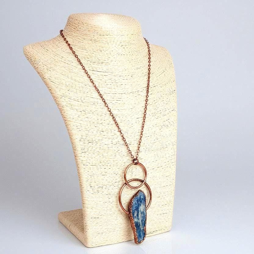 Santa Fe Marketplace Raw Blue Kyanite Necklace | Layered Loop Copper Setting | Handcrafted Product Image: Raw Blue Kyanite Necklace | Layered Loop Copper Setting | Handcrafted