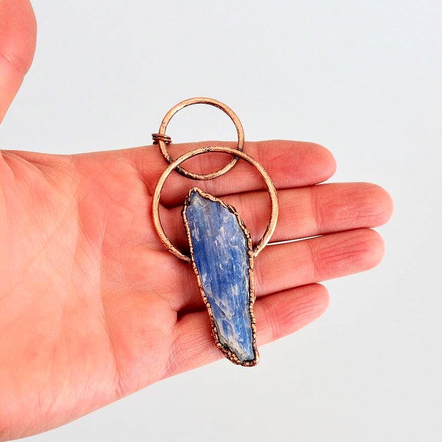 Santa Fe Marketplace Raw Blue Kyanite Necklace | Layered Loop Copper Setting | Handcrafted Product Image: Raw Blue Kyanite Necklace | Layered Loop Copper Setting | Handcrafted