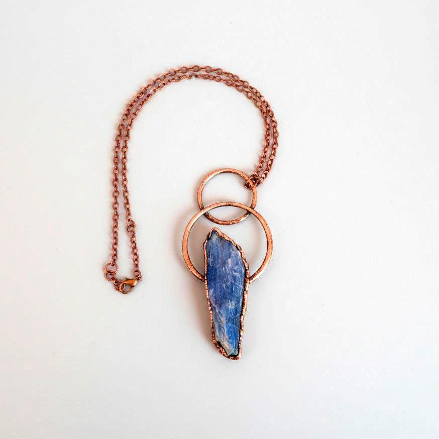Santa Fe Marketplace Raw Blue Kyanite Necklace | Layered Loop Copper Setting | Handcrafted Product Image: Raw Blue Kyanite Necklace | Layered Loop Copper Setting | Handcrafted