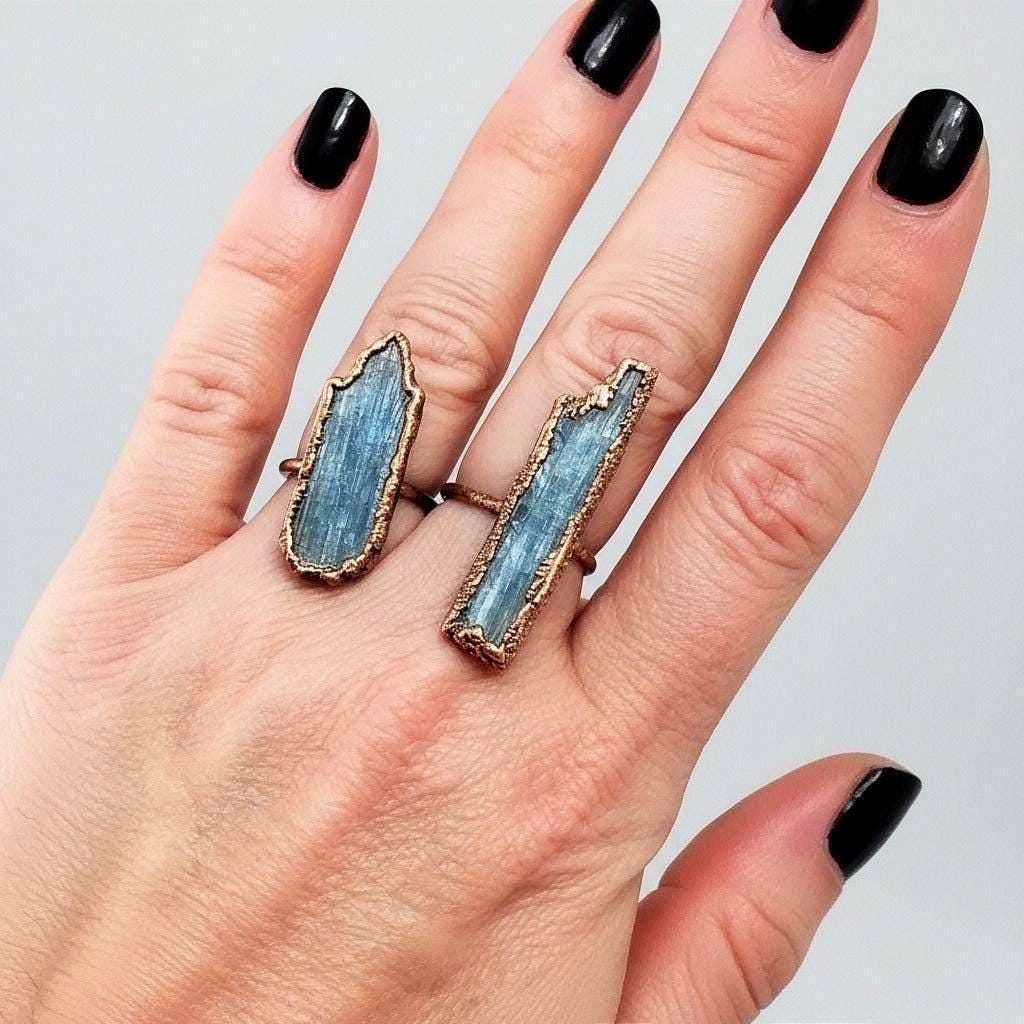 Santa Fe Marketplace Blue Kyanite Ring | Raw Blade Electroformed Copper | Made to Order Product Image: Blue Kyanite Ring | Raw Blade Electroformed Copper | Made to Order