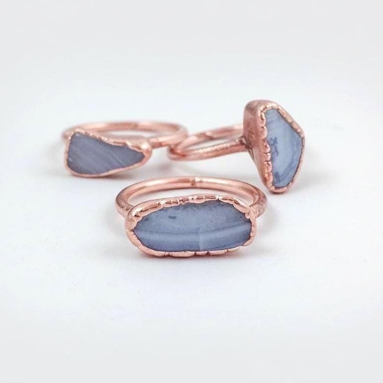 Santa Fe Marketplace Blue Lace Agate Ring | Handmade Electroformed Copper | Made to Order Product Image: Blue Lace Agate Ring | Handmade Electroformed Copper | Made to Order