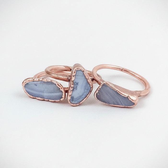 Santa Fe Marketplace Blue Lace Agate Ring | Handmade Electroformed Copper | Made to Order Product Image: Blue Lace Agate Ring | Handmade Electroformed Copper | Made to Order