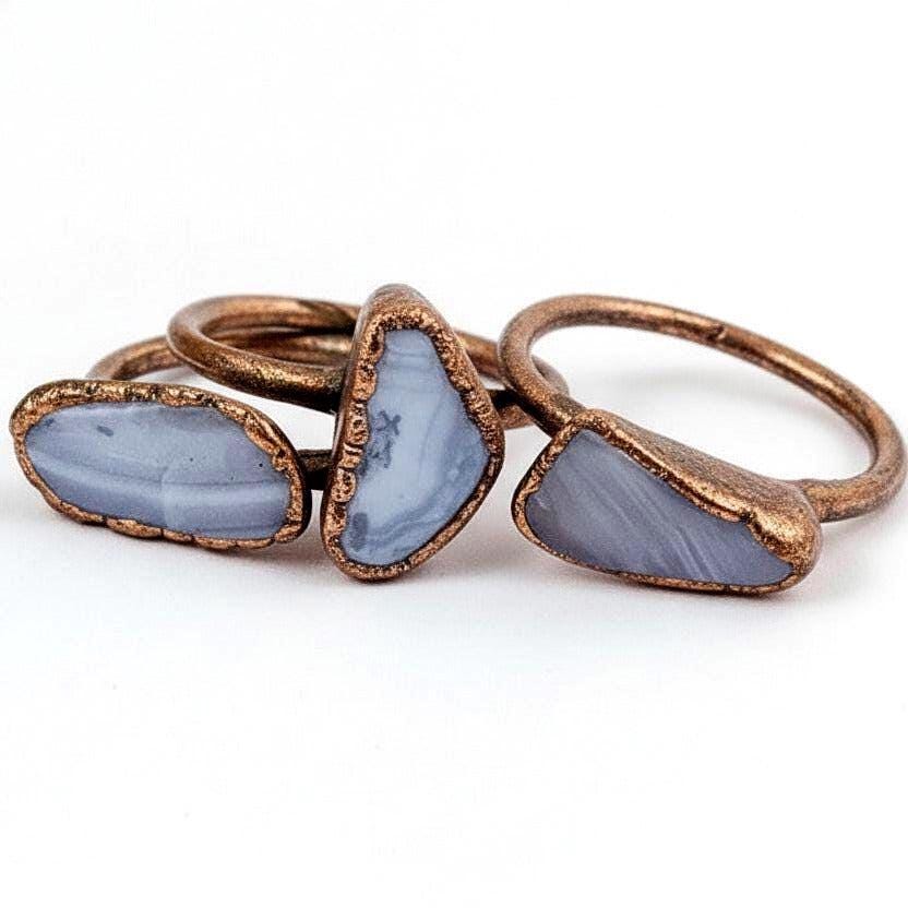 Santa Fe Marketplace Blue Lace Agate Ring | Handmade Electroformed Copper | Made to Order Product Image: Blue Lace Agate Ring | Handmade Electroformed Copper | Made to Order