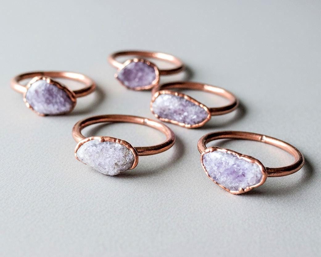 Santa Fe Marketplace Purple Lepidolite Ring | Electroformed Copper | Made To Order Product Image: Purple Lepidolite Ring | Electroformed Copper | Made To Order