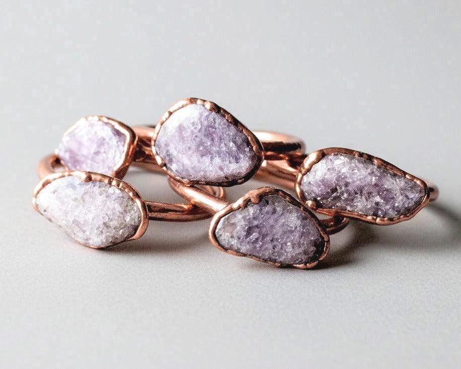 Santa Fe Marketplace Purple Lepidolite Ring | Electroformed Copper | Made To Order Product Image: Purple Lepidolite Ring | Electroformed Copper | Made To Order