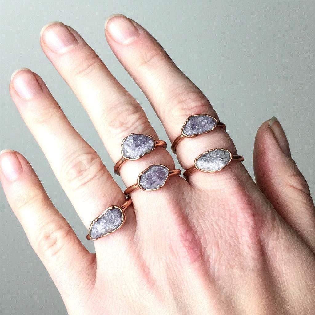 Santa Fe Marketplace Purple Lepidolite Ring | Electroformed Copper | Made To Order Product Image: Purple Lepidolite Ring | Electroformed Copper | Made To Order