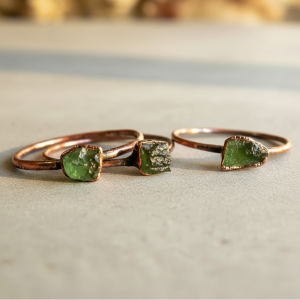 Product Image: Raw Moldavite Ring | Handcrafted Electroformed Copper | Made to Order