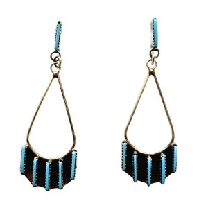 Santa Fe Marketplace Zuni Turquoise Dangle Earrings Product Image: Zuni Turquoise Dangle Earrings