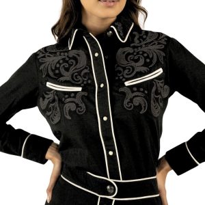 Santa Fe Marketplace Women’s Black Snap Button Shirt Product Image: Women’s Black Snap Button Shirt